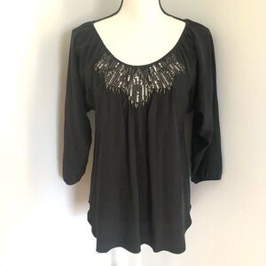Rebecca Taylor Black Silk Beaded Sequin Top 2